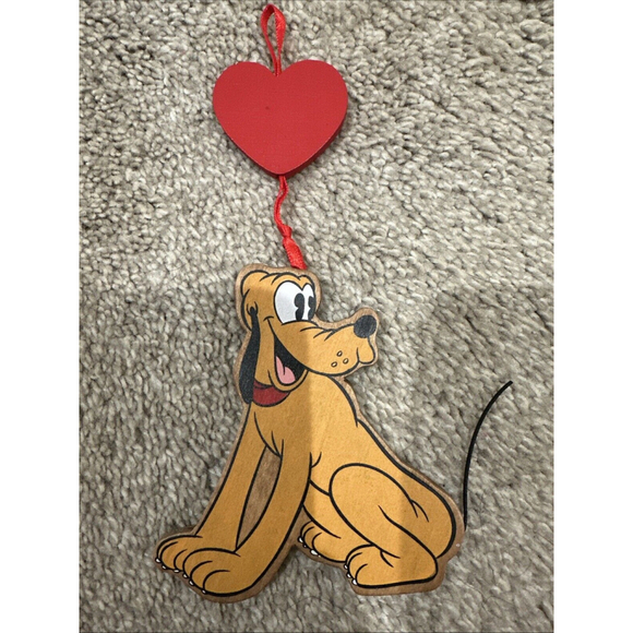 Disney Other - Vintage WALT DISNEY PLUTO HEART Two Sided Wooden ORNAMENT